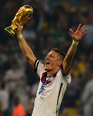Bastian Schweinsteiger celebrates at the 2014 FIFA World Cup (cropped)
