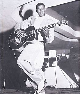 Clarence "Gatemouth" Brown with guitar in the 1940s - Duke-Peacock Records publicity photo