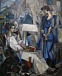 Diego Rivera, 1914, Two Women (Dos Mujeres, portrait of Angelina Beloff and Maria Dolores Bastian ), oil on canvas, 197.5 x 161.3 cm, The Arkansas Arts Center, Little Rock, Arkansas