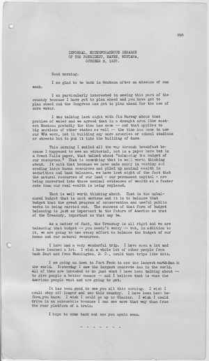 Extemporaneous remarks at Harve, Montana - NARA - 197750