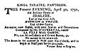 Fille Mal Gardee -Advertisement for the 1st London Production -1791