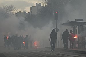 Fumigènes dans une manifestation parisienne (2008.11.13)-Romanceor
