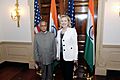 Indian Finance Minister Pranab Mukherjee with US Secretary of State Hillary Clinton
