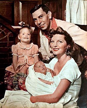Jack Webb and Julie London with Stacey and Lisa, 1953