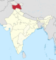 Jammu and Kashmir in India (de-facto) (claims hatched)