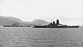 Japanese battleships Yamato and Musashi moored in Truk Lagoon, in 1943 (L42-08.06.02)