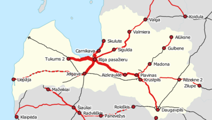 Latvia railways frequency of commuter trains 2016