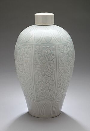 Lidded Prunus Vase (Meiping) with Lotus Sprays LACMA AC1999.38.6.1-.2