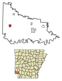 Location of Foreman in Little River County, Arkansas.