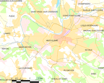 Map of the commune of Angoulême