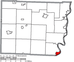 Location of Powhatan Point in Belmont County