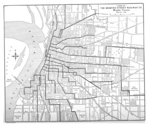 Map of Lines of the Memphis Street Railway c 1907
