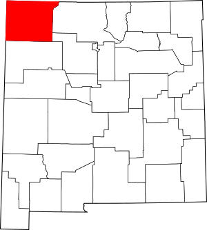 Map of New Mexico highlighting San Juan County