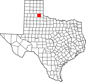 Map of Texas highlighting Hall County