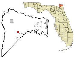 Location in Nassau County and the state of Florida