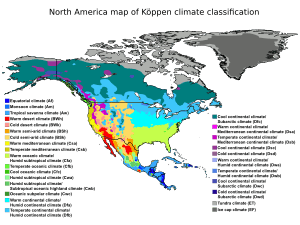 North America map of Köppen climate classification