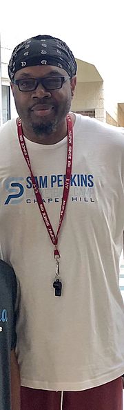 Perkins at his basketball camp in 2019