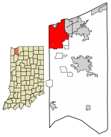 Location of Portage in Porter County, Indiana.
