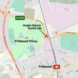 Prittlewell Anglo-Saxon burial map