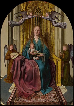 Quinten Massys - The Virgin and Child Enthroned, with Four Angels - Google Art Project