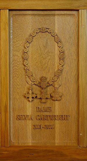 Silvia Cartwright honours Carved Panel
