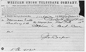Telegram announcing Stephen Foster's death in 1864