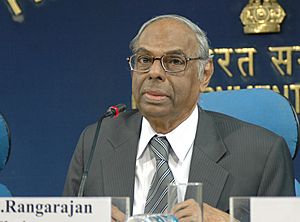 The Chairman, Economic Advisory Council to PM, Dr. C. Rangarajan addressing a Press Conference on Review of Economy 2009-10, in New Delhi on February 19, 2010 (4).jpg