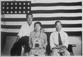 The Hirano family, left to right, George, Hisa, and Yasbei. Colorado River Relocation Center, Poston, Arizona., 1942... - NARA - 535989