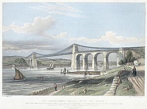 The suspension bridge, over the Menai