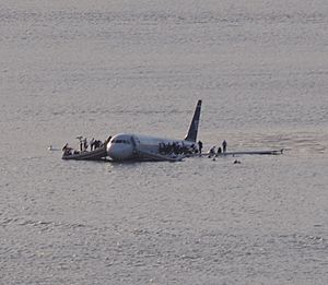 US Airways Flight 1549 (N106US) after crashing into the Hudson River (crop 1)