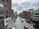 View of W 14th St in the Meatpacking District from High Line Park in New York City