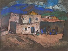 'Pueblo Adobes' by William Penhallow Henderson, 1918, pastel 