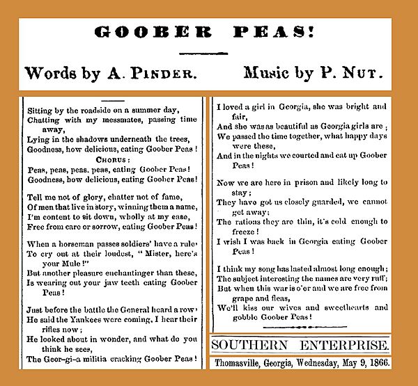 18660509 Goober Peas - lyrics - Thomasville Southern Enterprise (Georgia)