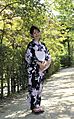A Japanese lady wearing a Yukata