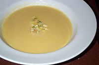 Apple parsnip soup with apple relish