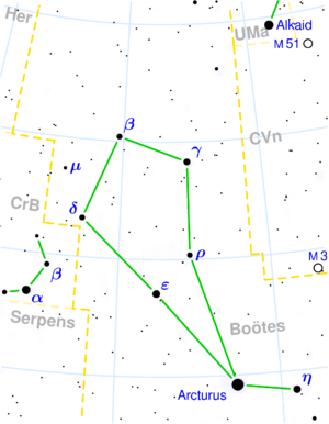 Bootes constellation map