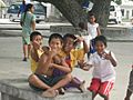 Children in Bairiki Square, Tarawa, Kiribati