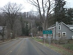 Signage entering Cold Brook via Herkimer County Route 224, approaching New York State Route 8