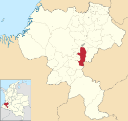 Location of the municipality and town of Sotara, Cauca in the Cauca Department of Colombia.
