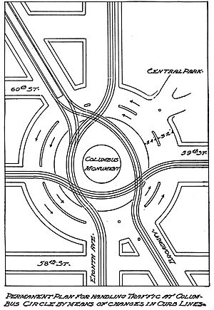 Columbus Circle rotary plan, William Phelps Eno, Street Traffic Regulation, page 28, published 1909