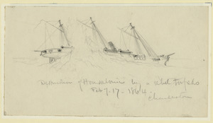 Destruction of Housatonic by a rebel torpedo. Feb. of 17 1864. Charleston LCCN2004660354