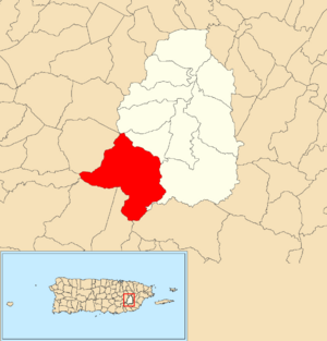 Location of Espino within the municipality of San Lorenzo shown in red