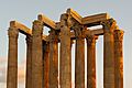 Evening columns Zeus temple Athens