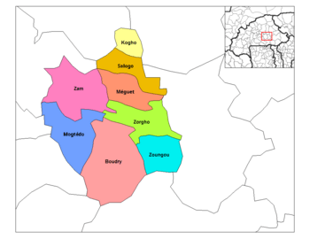 Zoungou Department's location in the province