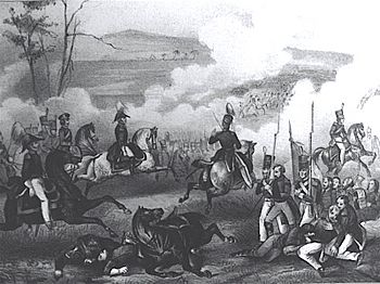 General Zachary Taylor rides his horse at Palo Alto Battle - May 8, 1846