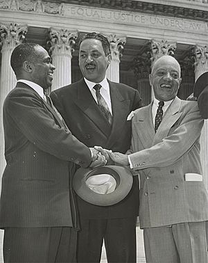 George Edward Chalmer Hayes, Thurgood Marshall, and James Nabrit in 1954 winning Brown case.jpg
