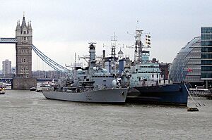 HMS Somerset (F82) & HMS Belfast (C35)