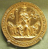 Ignoto, re ludovico IV, bull d'oro, 1329