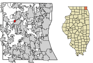 Location of Round Lake Heights in Lake County, Illinois.