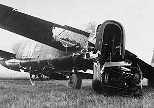 Lancaster flak damaged